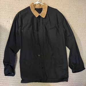 Men's Black Jacket with Tan Corduroy Collar
